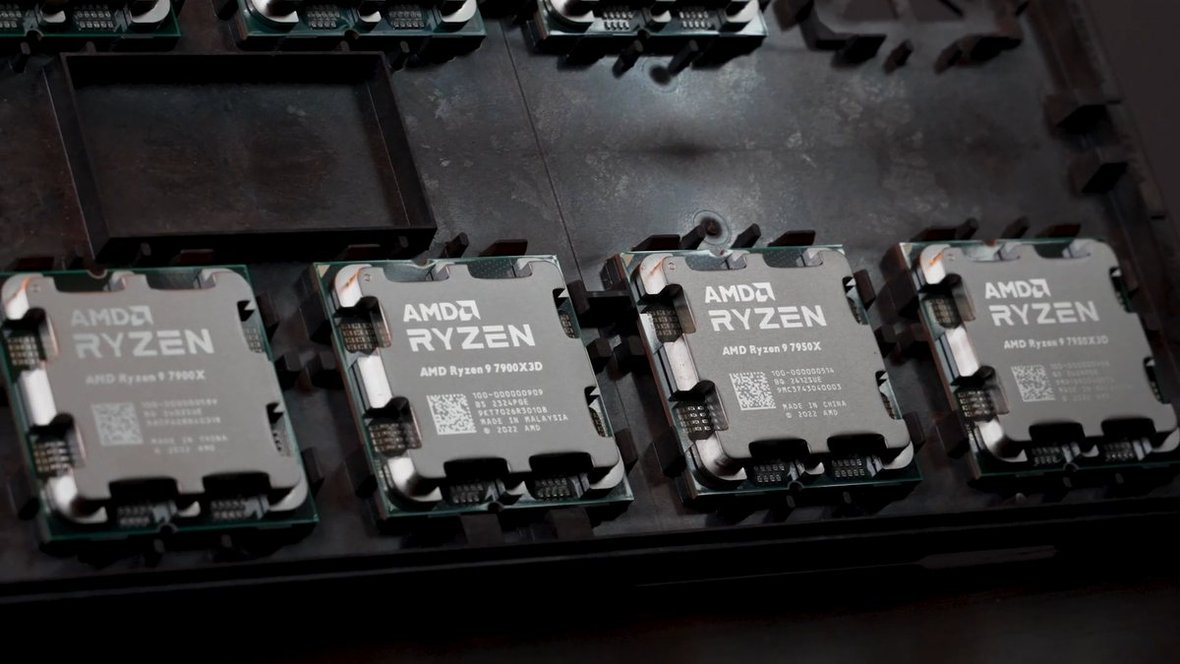 AMD Ryzen 7000 series processors in a tray, the type of CPU used for Monero mining