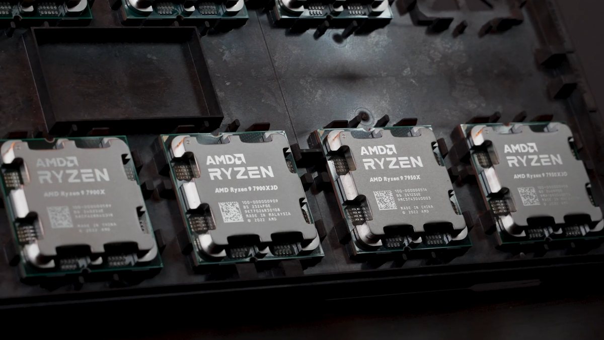 AMD Ryzen 7000 series processors in a tray, the type of CPU used for Monero mining